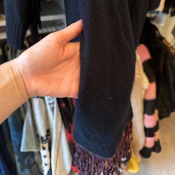 Zadig & Voltaire Deluxe- NWT Black and Burgundy Leather Fringe Cardigan Sweater - Picture 8 of 11